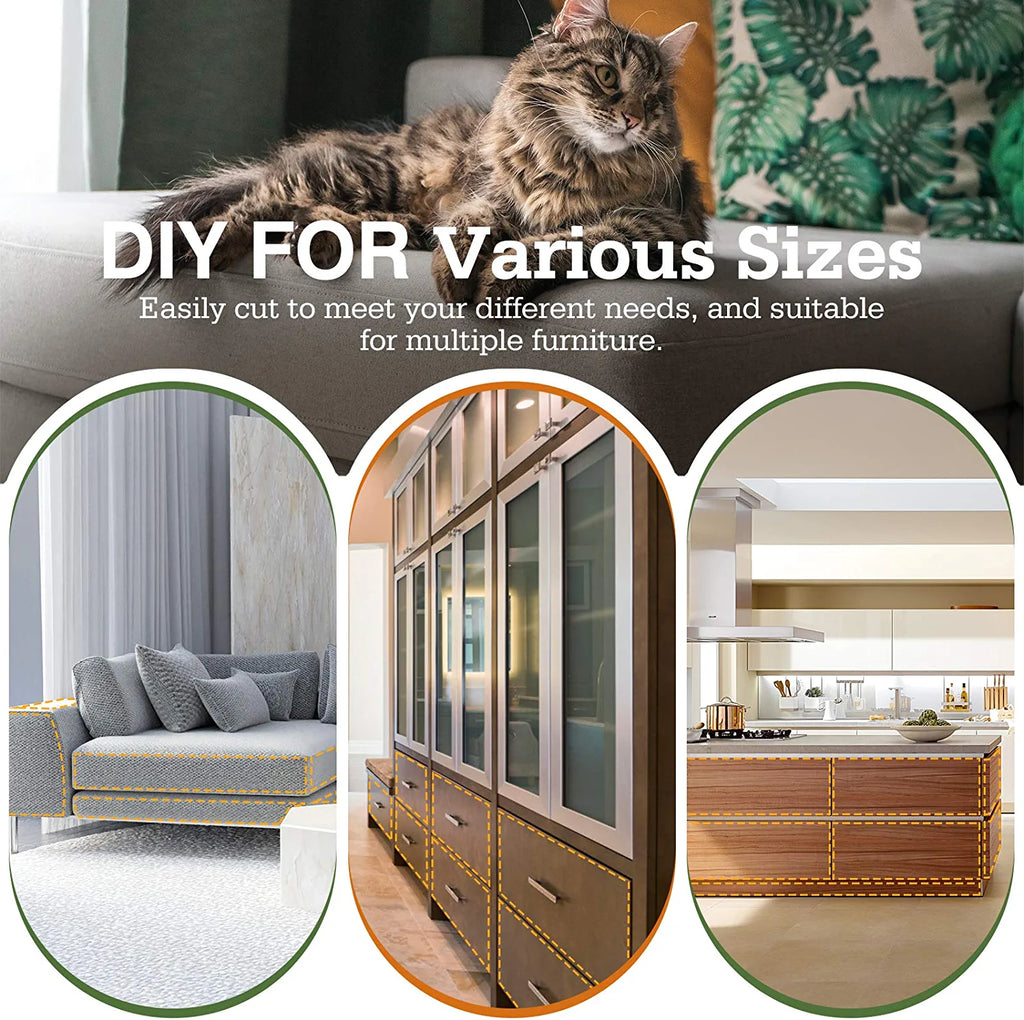 Cat Scratch Furniture Protection Tape with Upholstery Pins - 10 Pack, White