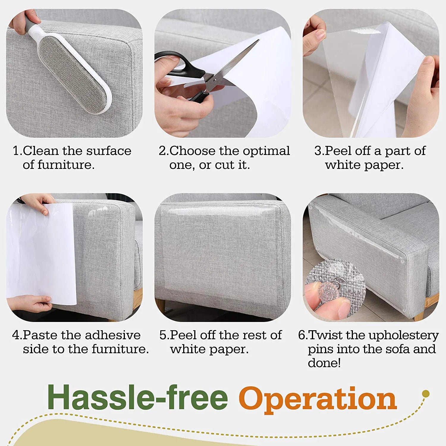 Cat Scratch Furniture Protection Tape with Upholstery Pins - 10 Pack, White