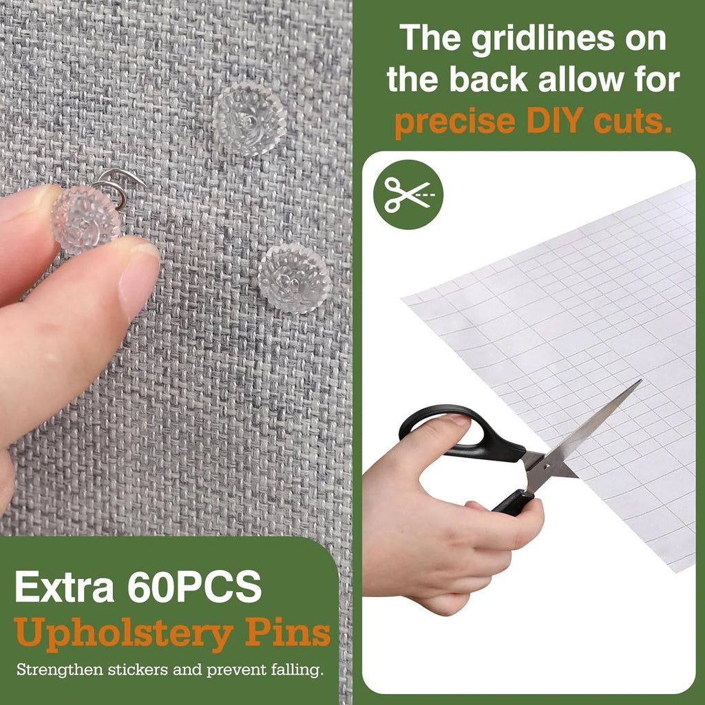 Cat Scratch Furniture Protection Tape with Upholstery Pins - 10 Pack, White
